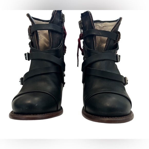 Freebird Crue Black Multi Leather Ankle Boot Rustic Western Size 8 New In Box - Picture 3 of 13
